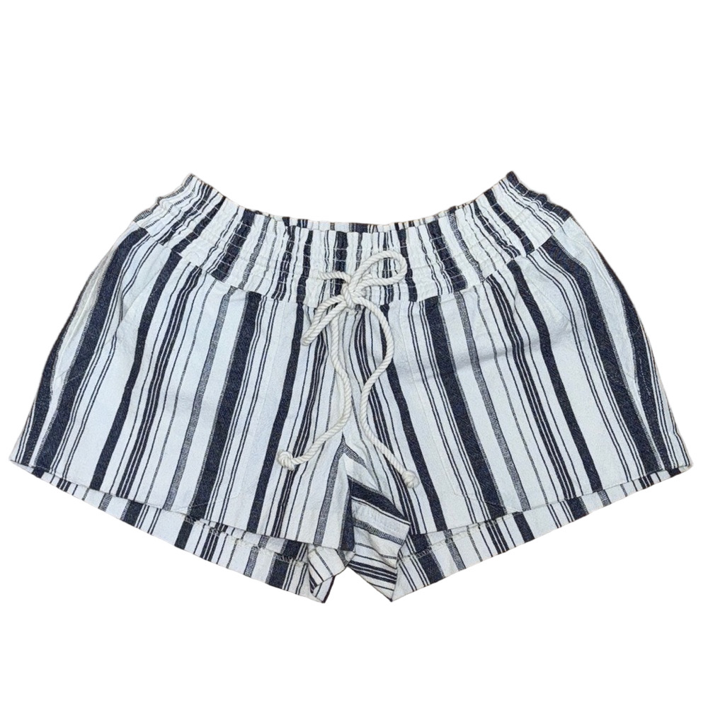 Roxy White and Blue Shorts with Vertical Stripes Summer Beach Vacation